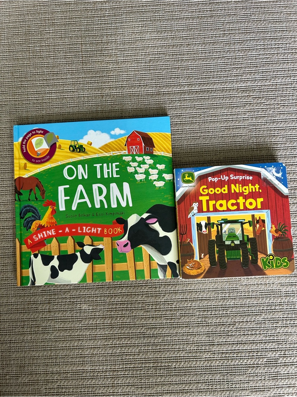 On The Farm Shine a Light book & John Deer Pop Up